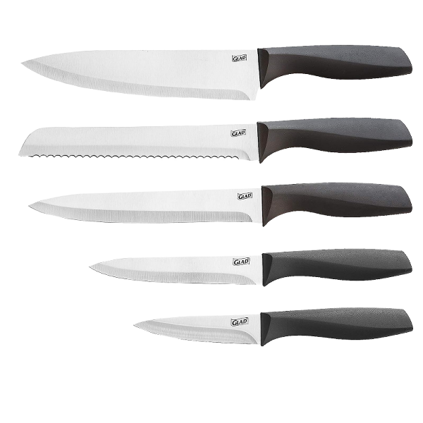 Glad 5pc Knife Set with Acacia Wood Magnetic Block