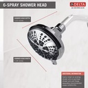 Delta Shower Head 2.5 GPM 6-Setting, Chrome