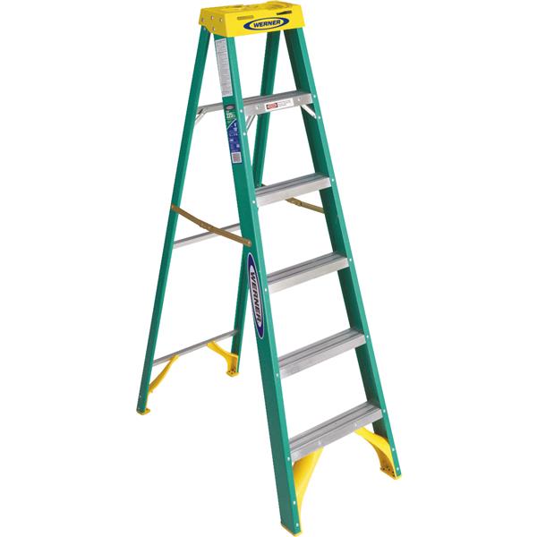 Werner 6 Ft. Fiberglass Step Ladder with 225 Lb. Load Capacity Type II Ladder Rating
