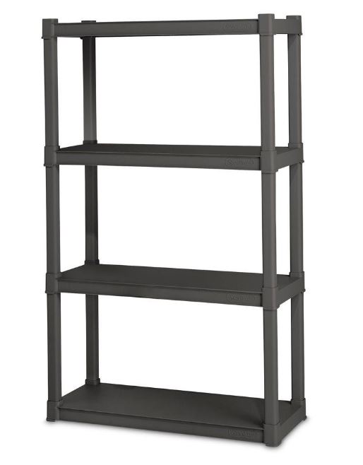 Sterilite 4-Tier Shelving Unit 57 1/8 x 34 1/2 x 14 1/2 In., Flat Grey
