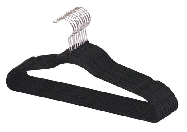 Home Basics Velvet Hangers, Black (10-Pack)