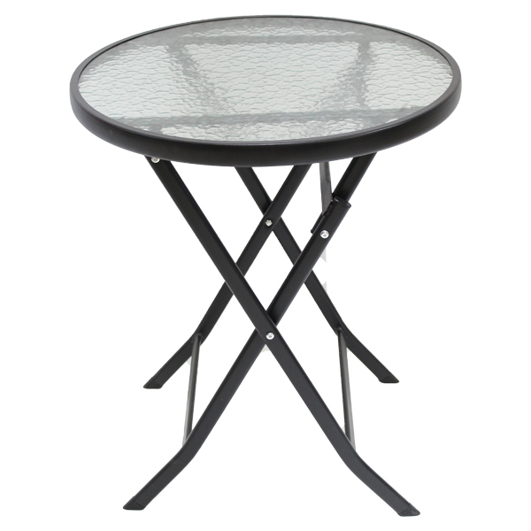 Royal Homes Folding Table Round Black Glasstop 23.5 x 27.5 In. (60x70cm)