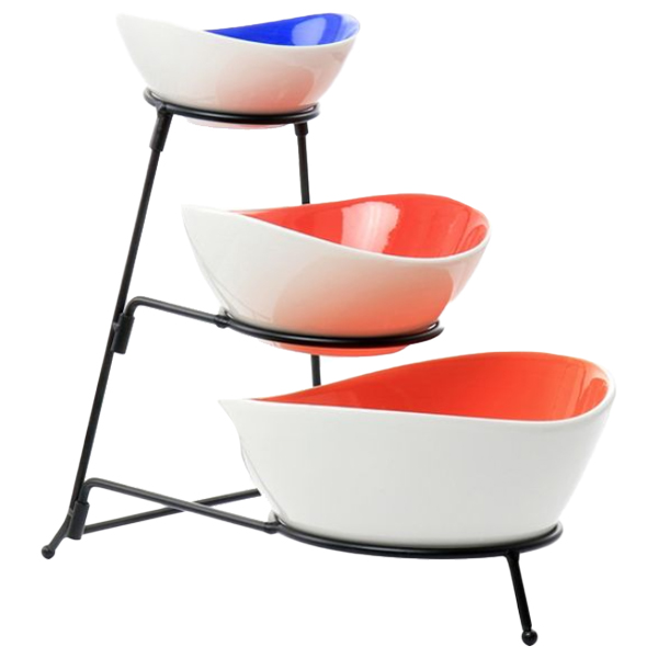****Gibson Home Crenshaw 3-Tier Serving Set with Bowls &amp; Stand - Assorted Colors