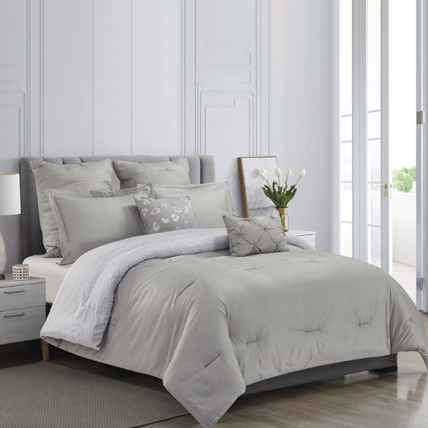 Morgan Collection 7pc Queen Comforter Set, Grey