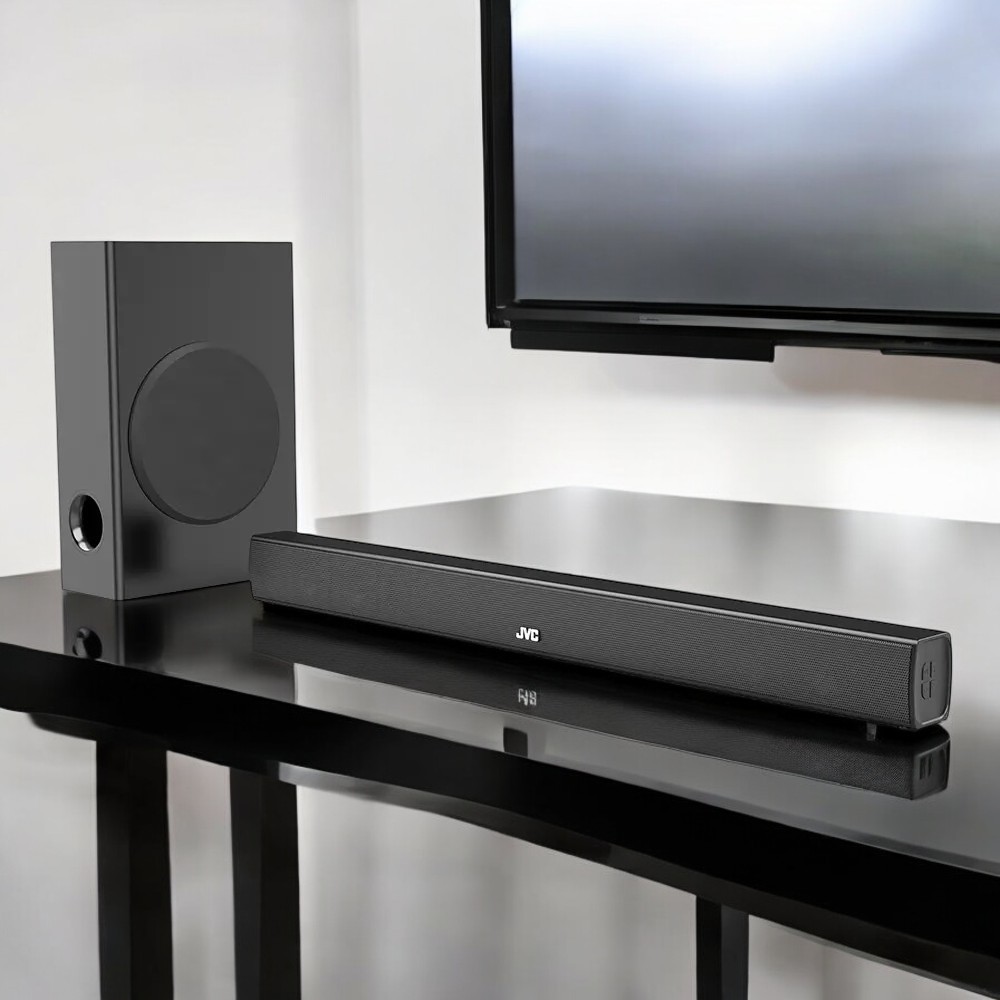 JVC Soundbar 120W RMS with Satellite Subwoofer, HDMI ARC, Bluetooth, Optical Audio, 3.5mm Jack