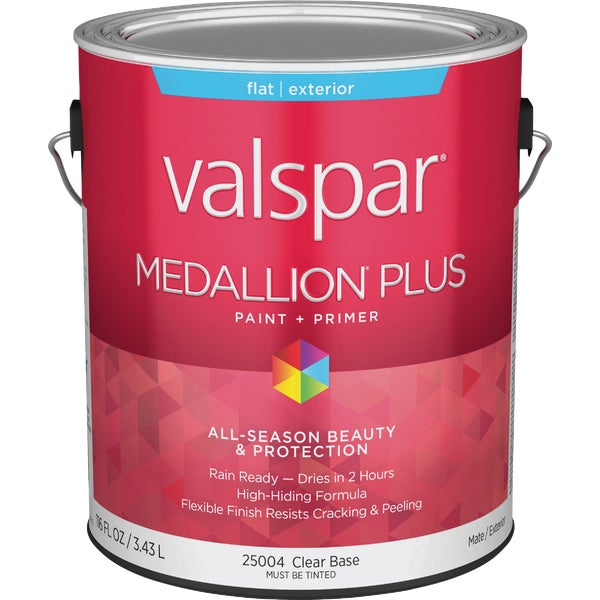 Valspar Medallion Plus Premium Paint &amp; Primer Flat Exterior Paint, Clear Base, 1 Gal.