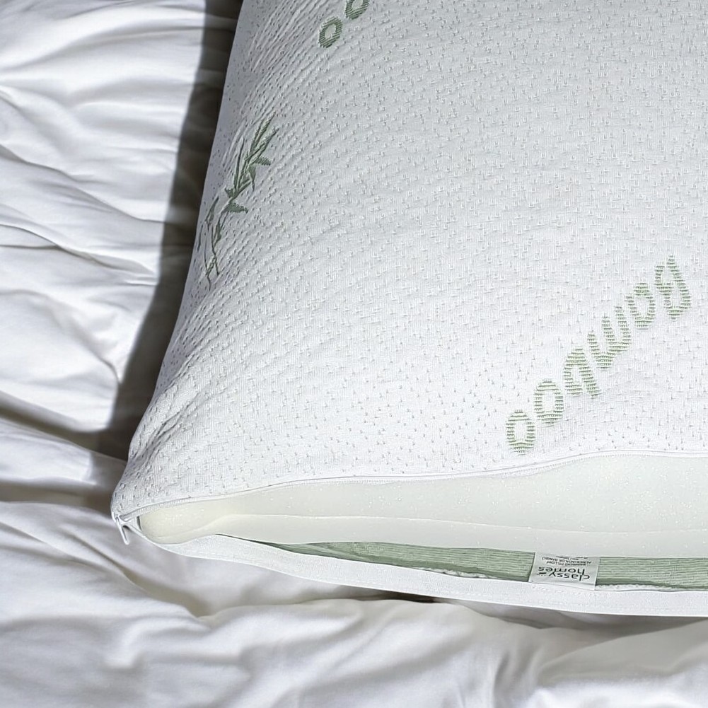 Classy Homes Bamboo Pillow With Memory Foam, Queen 50x70cm / 20 x 27.5 In.