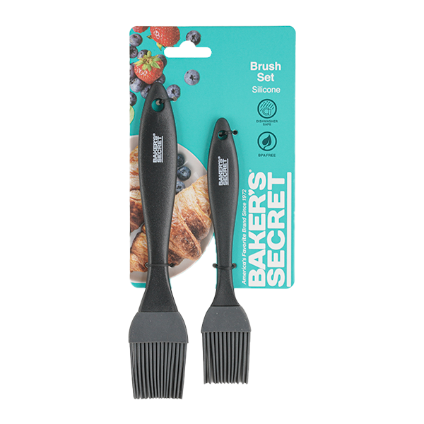 Baker's Secret 2pc Silicone Brush Set 6.7 In. &amp; 7.8 In. (17cm/20cm)