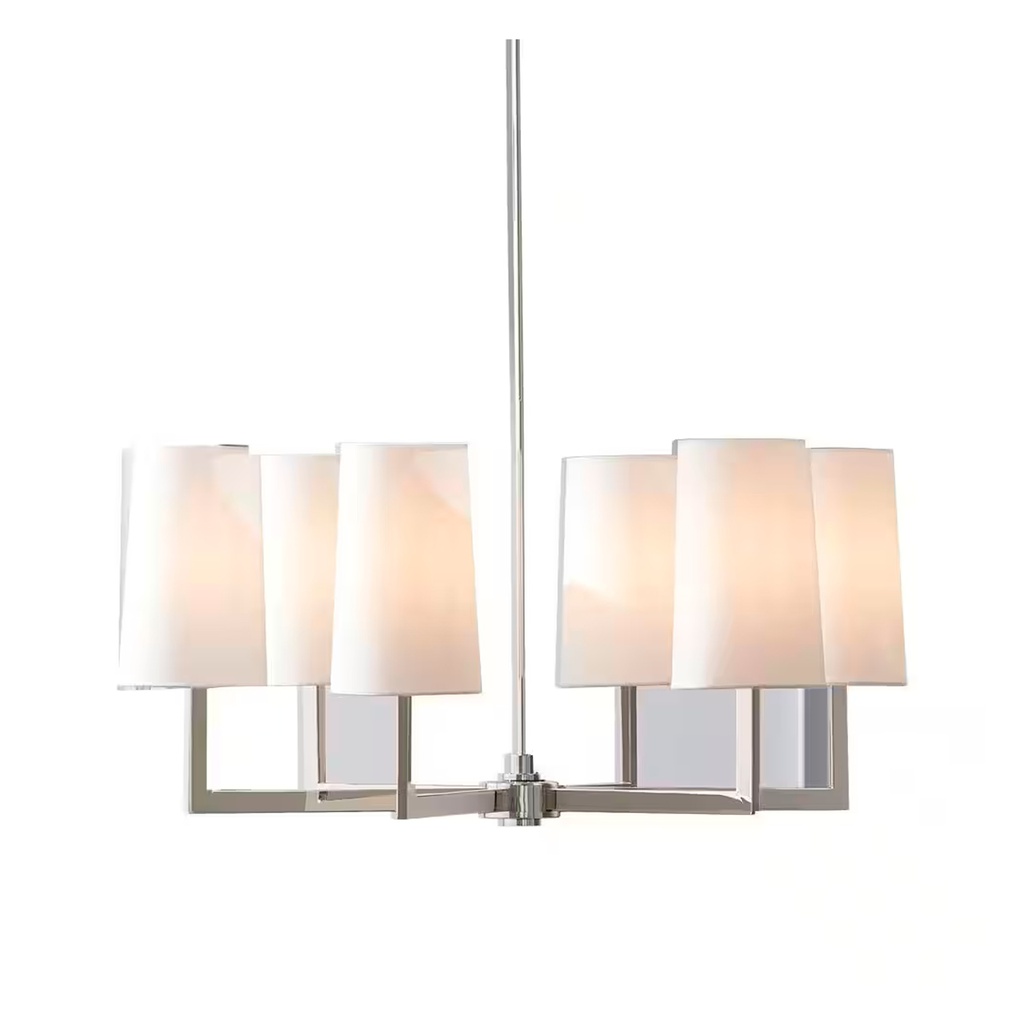 Dorset 6-Light Polished Nickel Chandelier with White linen Shade