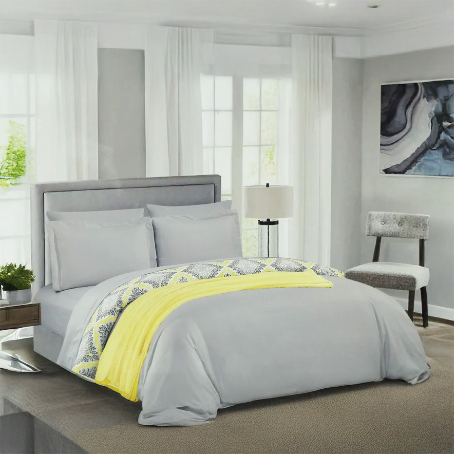 Modern Home Living Branda 8pc Queen Comforter Set with Throw, Yellow