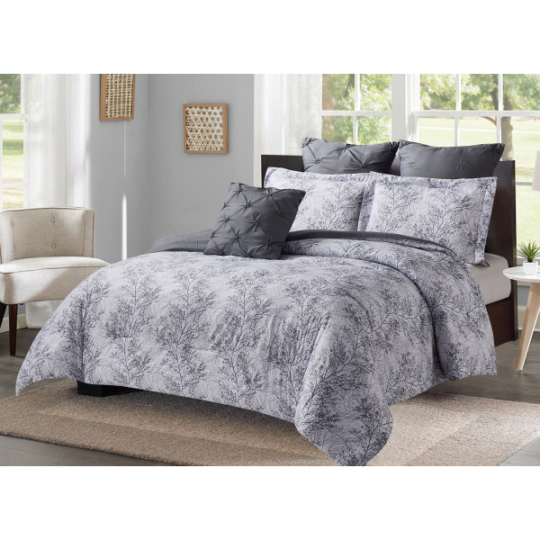 Brighton Sagano Print 6pc Queen Comforter Set, Grey