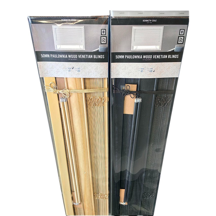 Kenneth Cole Paulownia Wood Venetian Blinds (107x230Cm), Dark Brown