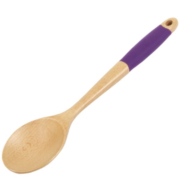 Chef Craft Wooden Spoon with Silicone Grip Handle, Purple