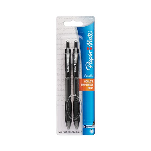 Papermate Extra Smooth Profile Ball Point Pens, Black, 2 Ct