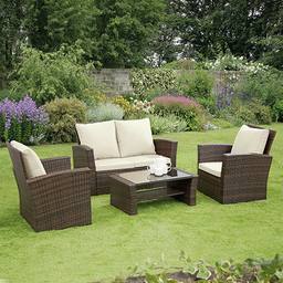 [EDU-002BRBE] Venetto Patio Set 4pc Brown/ Beige