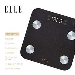 [EL263-GBLK-STK-6] Elle Body Fat Analysis Digital Bathroom Scale, Glitter Black