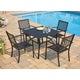 [TJF-P028] Outdoor Expressions 5-Piece Slat Dining Set, Black