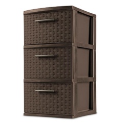 [26306P02] Sterilite Weave 3-Drawer Storage Cabinet, Espresso
