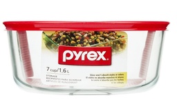 [1075429] Pyrex Simply Store Storage Plus Glass Container 7-cup Round, Red Plastic Cover