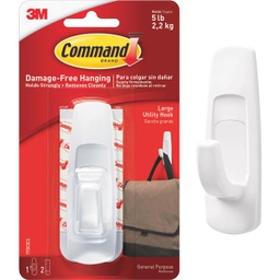 [17003ES] 3M Command Large Utility Hook, White, 1 Hook, 2 Strips (5 Lb. Capacity)