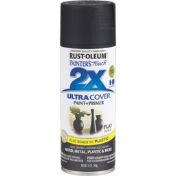 [249127] Rust-Oleum Painter's Touch 2X Ultra Cover 12 Oz. Flat Paint + Primer Spray Paint, Black