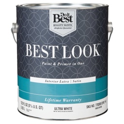 [HW33W0800-16] Best Look Latex Paint &amp; Primer In One Satin Interior Wall Paint Ultra White 1 Gal