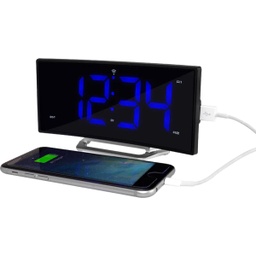 [617-249] La Crosse Atomic Curve LED Electric Alarm Clock