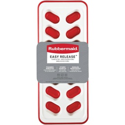 [2122588] Rubbermaid Easy Release Flexible Plastic/Silicone Ice Cube Tray, Red/White