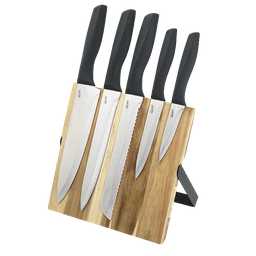 [GLD-79094BX] Glad 5pc Knife Set with Magnetic Acacia Wood Block