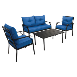 [TJF-S007I-2] Outdoor Expressions 4-Piece Azure Chat Set, Blue
