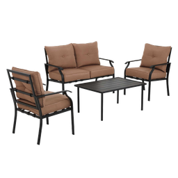 [TJF-S007I-1] Outdoor Expressions 4-Piece Azure Chat Set, Brown
