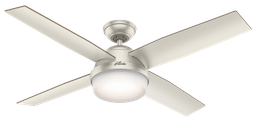[59450] Hunter Dempsey Ceiling Fan 52 In. with LED Light and Remote, Matte Nickel/ Walnut (C.F.M - 4335)