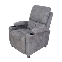 [857-0497353] Ideal Furniture Recliner Sofa, Grey Suede