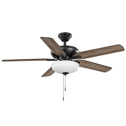 [1008626019 / 57364] Hampton Bay Holly Springs Indoor LED Ceiling Fan with Light, Downrod and Reversible Blades Included 52 In. Matte Black (C.F.M - 3365)