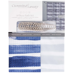 [SCS47069] 14pc Shower Curtain &amp; Bath Accessory Set, Striped Heritage
